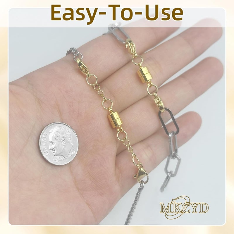 MKCYD Necklace Extender with Magnetic Clasps, Gold Magnetic Necklace Clasps and Closures with Necklace Extenders for Women - Image 4